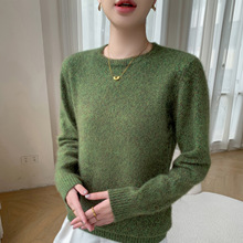 法式温柔新款软糯山羊绒打底衫女高级感圆领秋冬花纱羊毛针织毛衣
