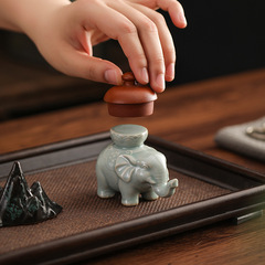 クリエイティブ汝窯象蓋セラミック蓋ホルダーブティックはお茶のペットを育てることができます茶道アクセサリー茶テーブル装飾品茶テーブル装飾