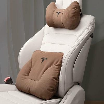 Headrest, Waist Support, Neck Pillow, Headrest - horn-model-chestnut-brown-tesla-headrest-lumbar-support-one-each