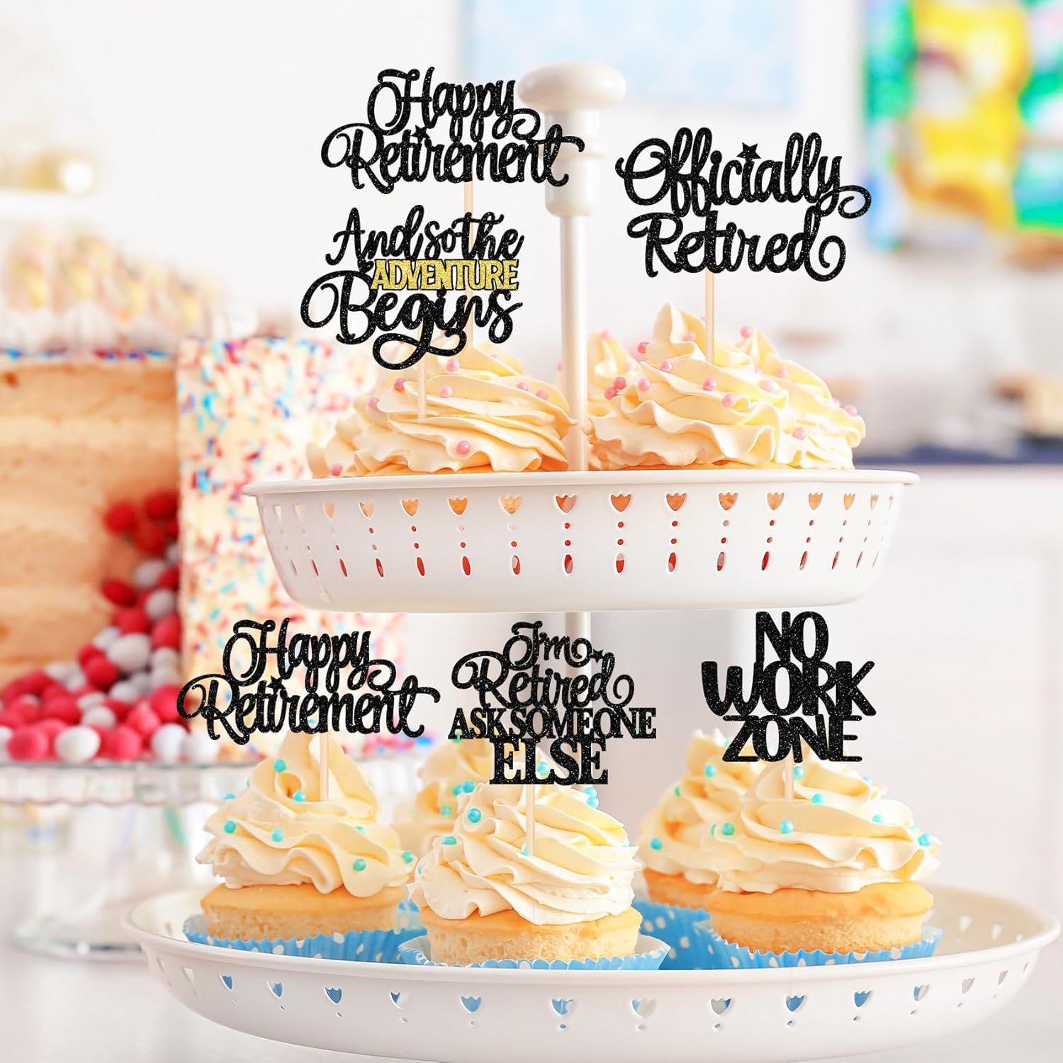 Cross-border hot selling formal retirement party theme Happy Retirement cake decoration plug-in card 4