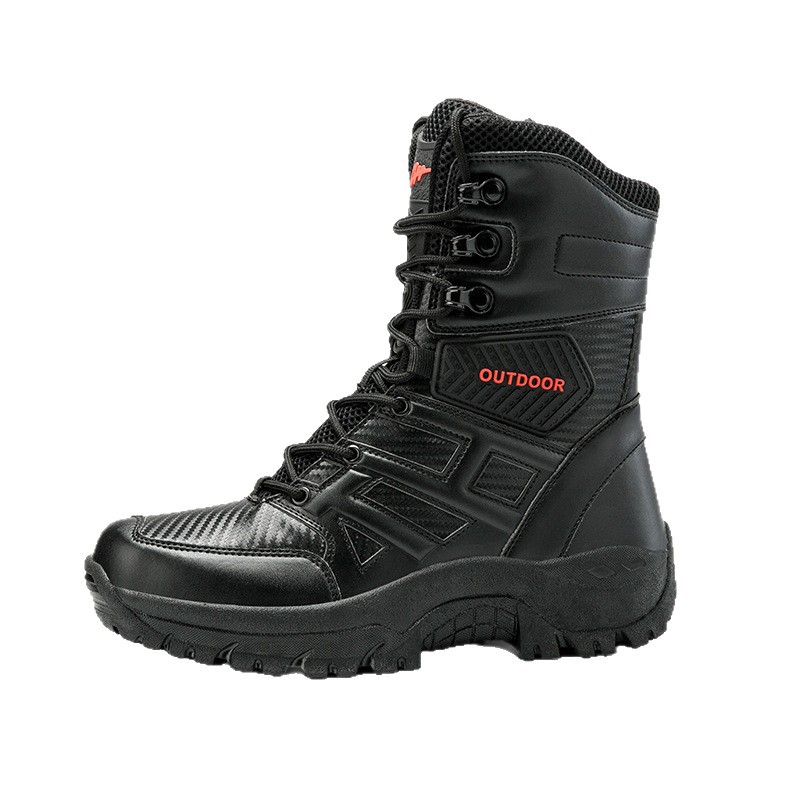 Botas militares de gran tamaño extranjeras antideslizantes y resistentes al desgaste para hombres al aire libre zapatos de montaña de alta altura para caminar a través de la carretera de trabajo botas de tendencia de ocio