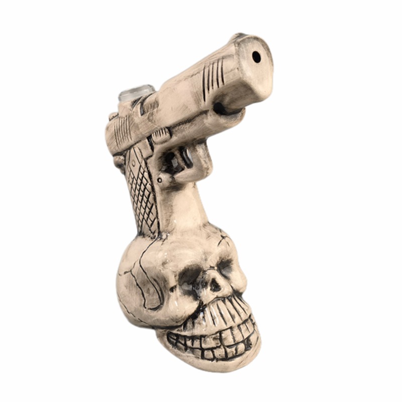 Personalidad transfronteriza estilo único retro calavera cerámica arma de hookah accesorios hookah adornos de escritorio