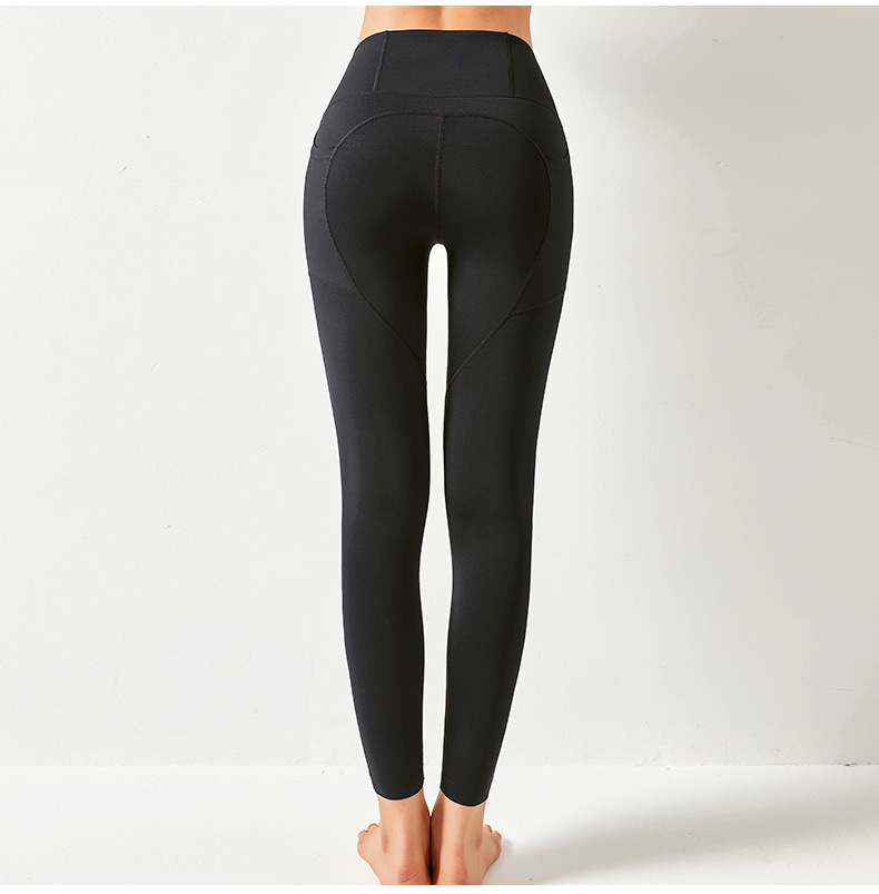 hip-lifting high-elastic high waist pockets solid color yoga pant NSYWH127911