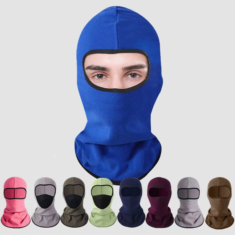 Autumn and Winter Cross-Border Thickened Thermal Mask for Men, Cold-Proof Cycling Hood, Solid Color Electric Vehicle Windproof Headgear