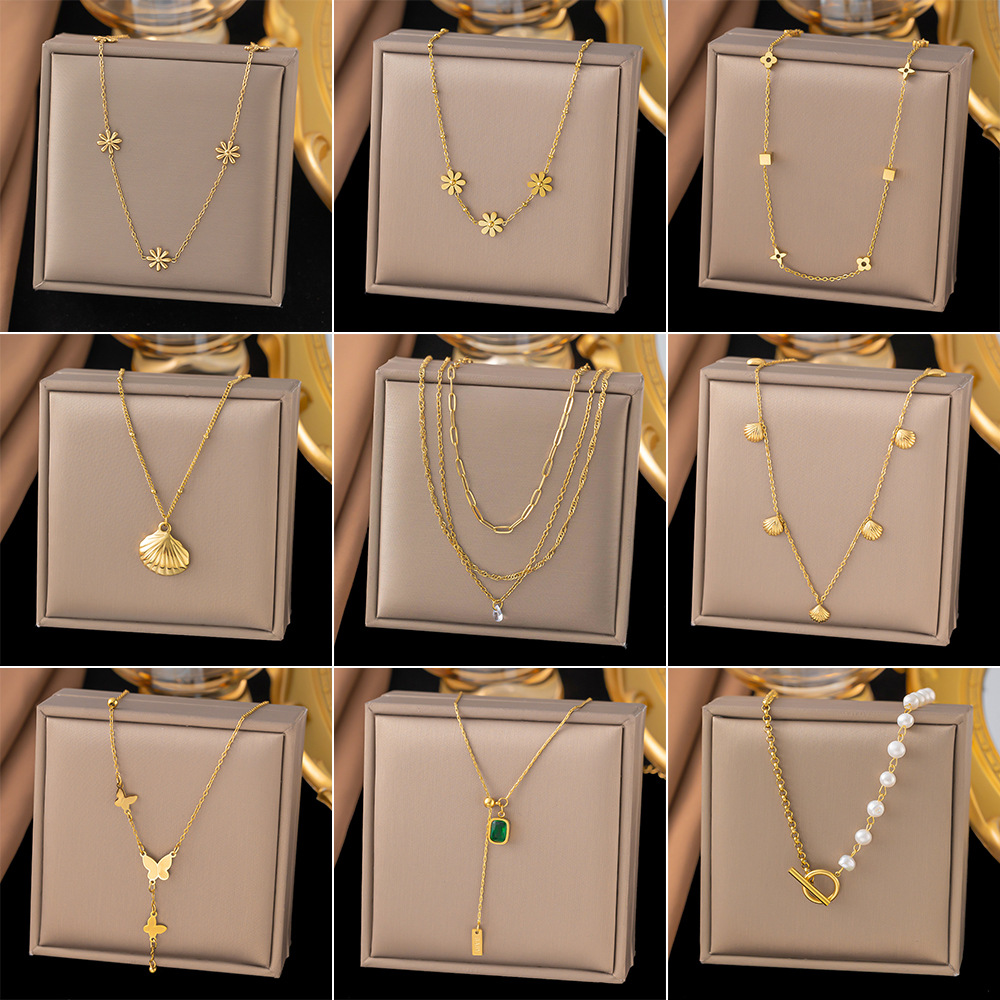 유럽과 미국의 국경 쉘 목걸이 여성 틈새 디자인 인터넷 인기있는 Ins 콜드 스타일 티타늄 스틸 쇄골 체인 2024 새로운 스타일