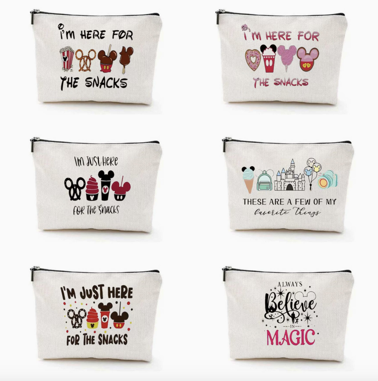 Transfronterizos Amazon Mickey Mouse lino impresión doble cara bolsa de maquillaje bolsa de almacenamiento bolsa multifuncional de cremallera