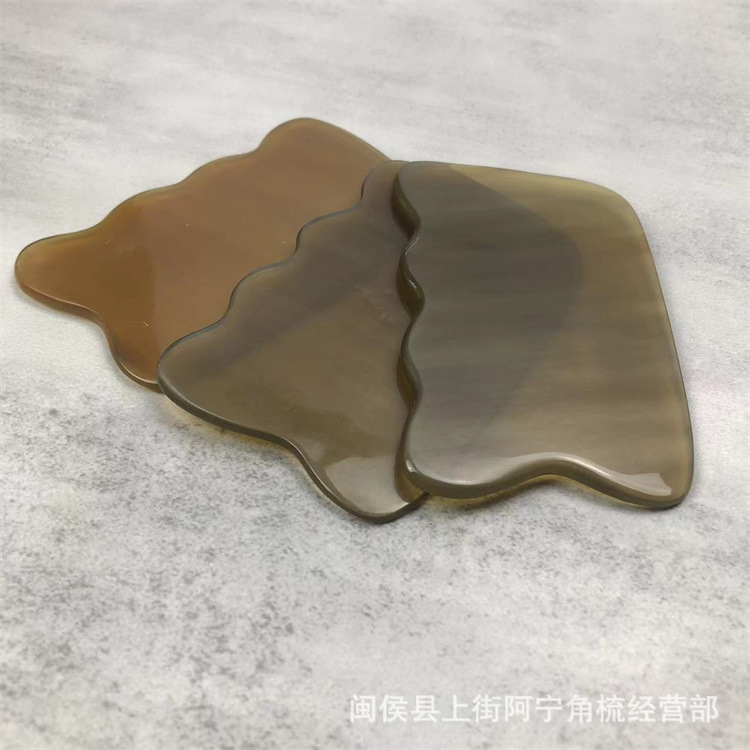 Horn Gua Sha Board Wavy Scraping Massage Tool Black Buffalo Horn 9.5cm Body Meridian Point Care preparation