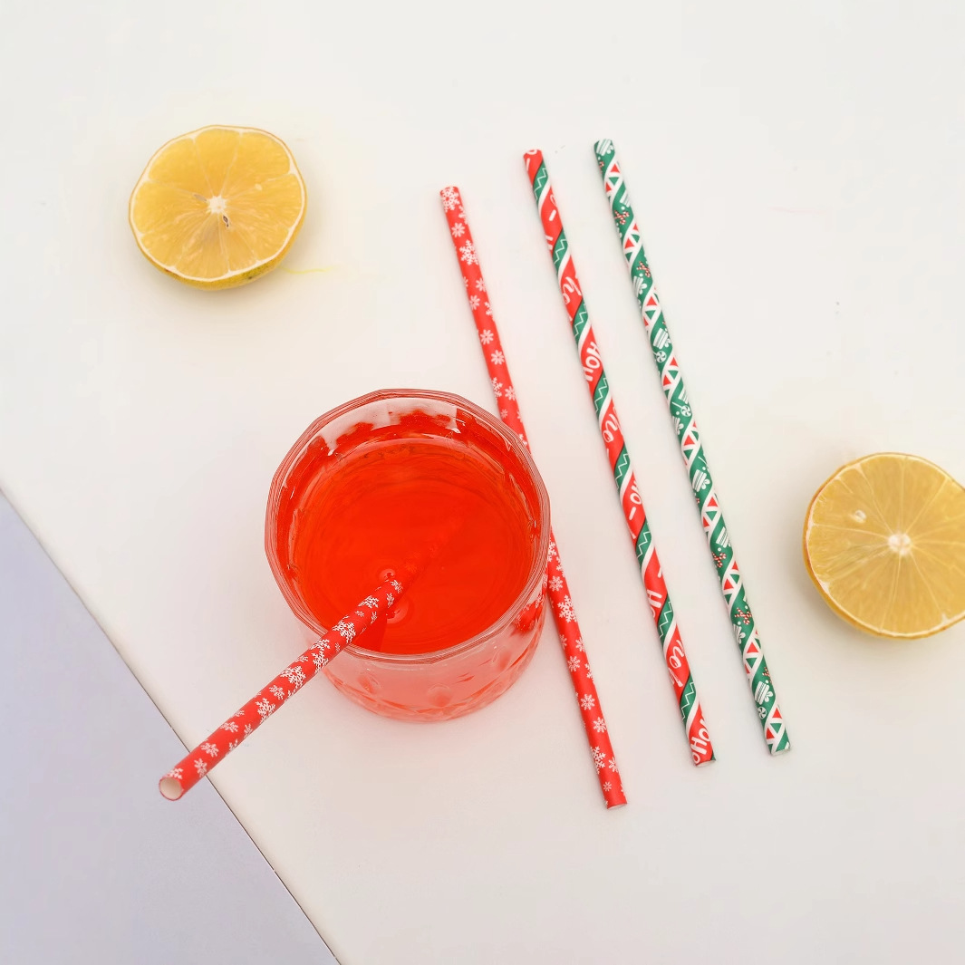 Yaosheng paja desechable papel degradable tubo recto Amazon Navidad serie 100 unids