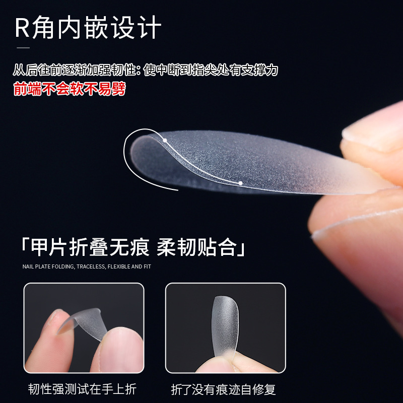 Nuevo parche de uñas de escalera corta ultrafino sin fisuras gota de agua sin molienda parche de uñas falso desgaste extendido tienda de belleza de uñas dedicada