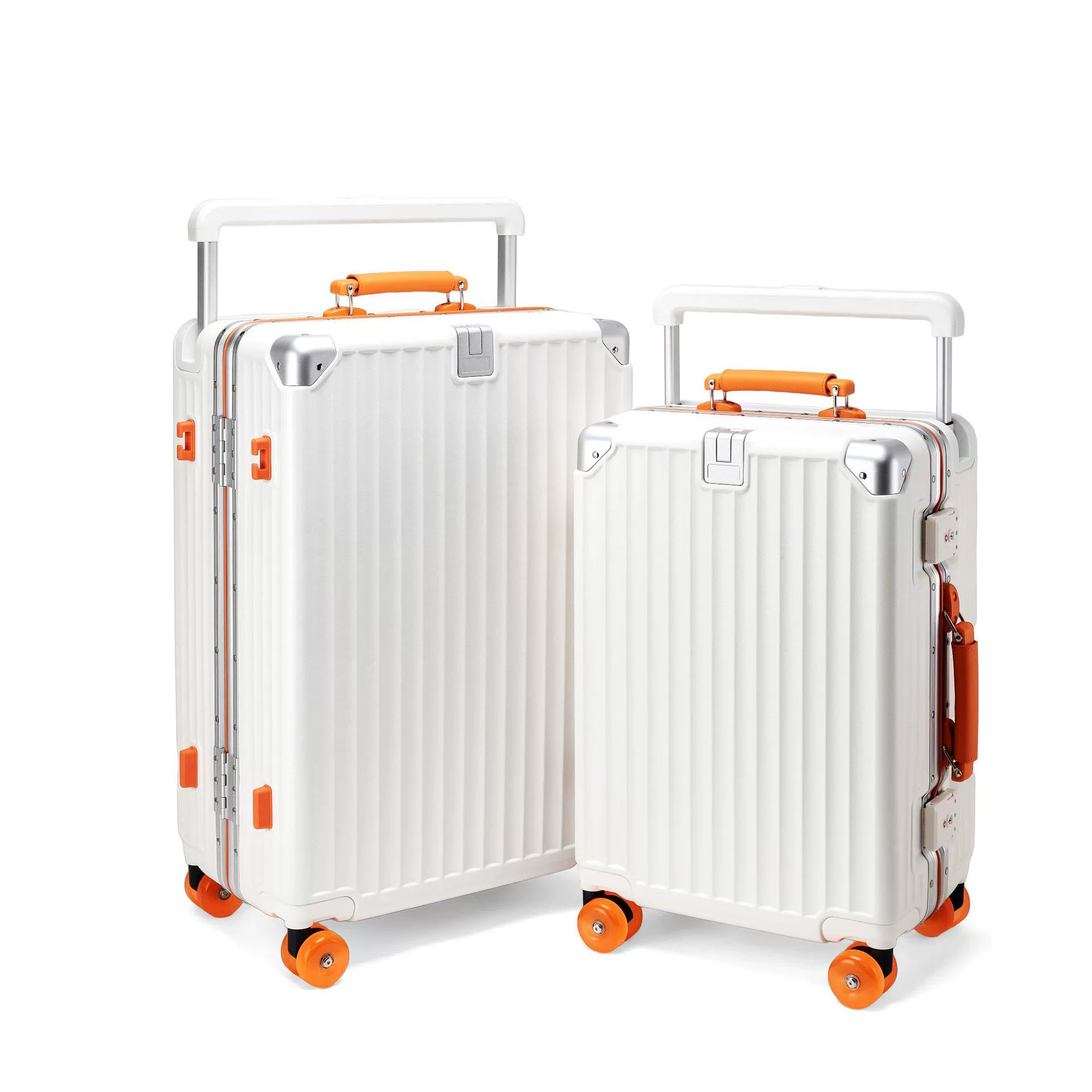 Оптовая продажа: чемодан на колесиках из поликарбоната с алюминиевой рамой, с широкой ручкой, для студентов, 20/24 дюйма, с кодовым замком, для путешествий