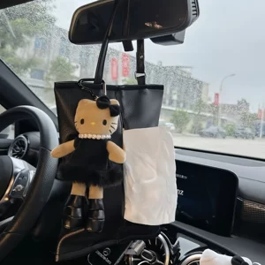 Hello Kitty Qara Dəri Avtomobil Salfet Qutusu Asma Tipi 2026 Yeni Model