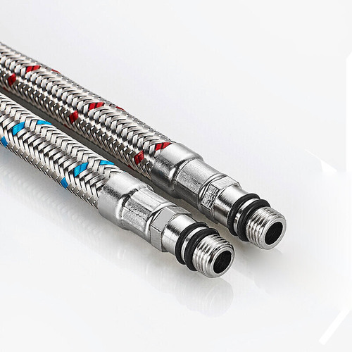 304 stainless steel braided hose hot and cold faucet single-head kitchen basin faucet pointed explosion-proof water inlet pipe