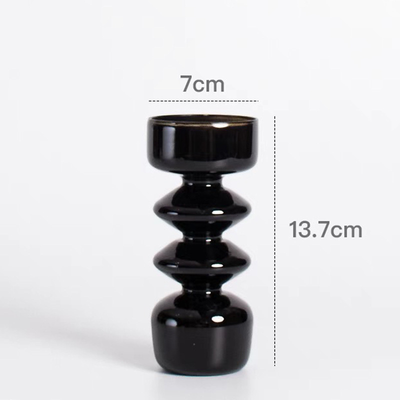 黒いガラスのキャンドルホルダー装飾品、軽い豪華さとハイエンドのキャンドルホルダー、横型ベッドサイドのガラスの花瓶、装飾的なキャンドルライトの小道具|undefined
