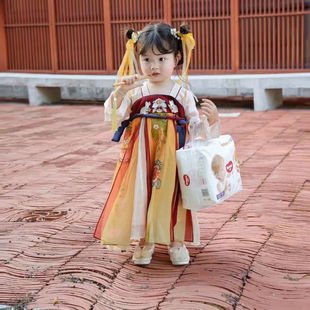 Hanfu Girl Spring Style Ancient Fairy Costume Dress Chinese Style Tang Suit Dress Children's Ru Skirt Spring and Autumn Season