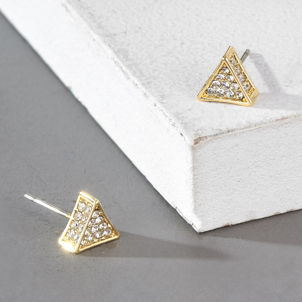 European And American Small Triangle Rhinestone Earrings display picture 3