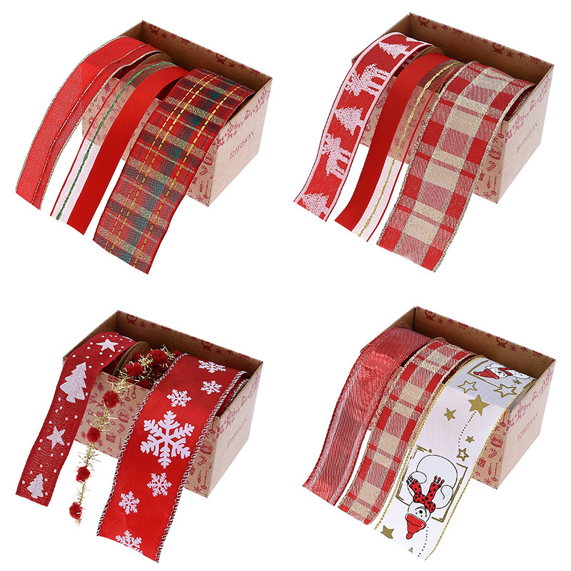 Nuevo transfronterizo Amazon Navidad cinta caja de paquetes de regalos árbol de Navidad decoración oro y plata cinta set