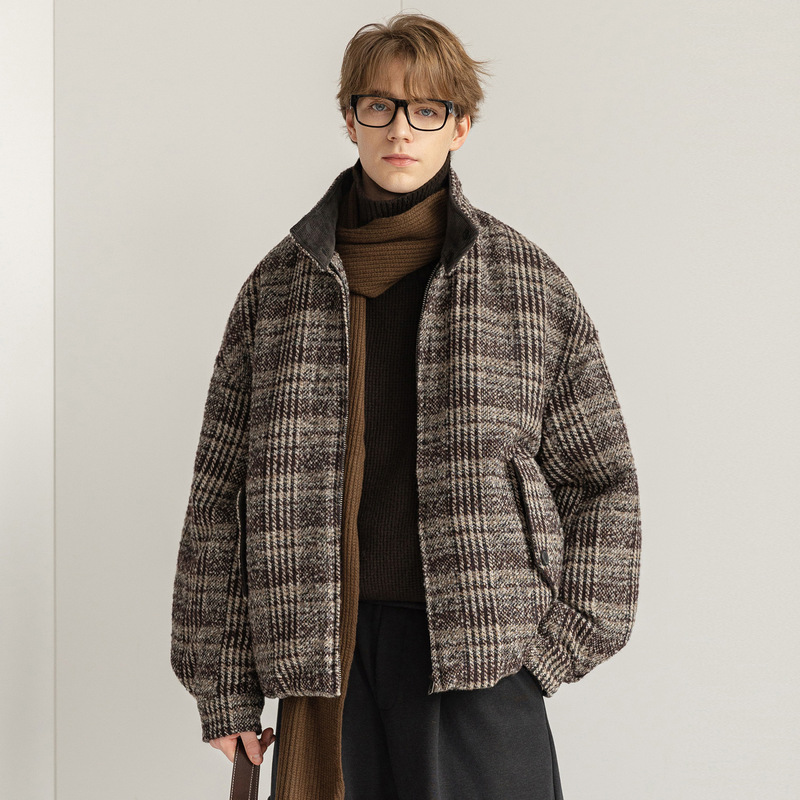 Designer Plaid Woolen down Jacket 2025 Winter New Warm and Thick White Duck down Jacket Men's Clothing