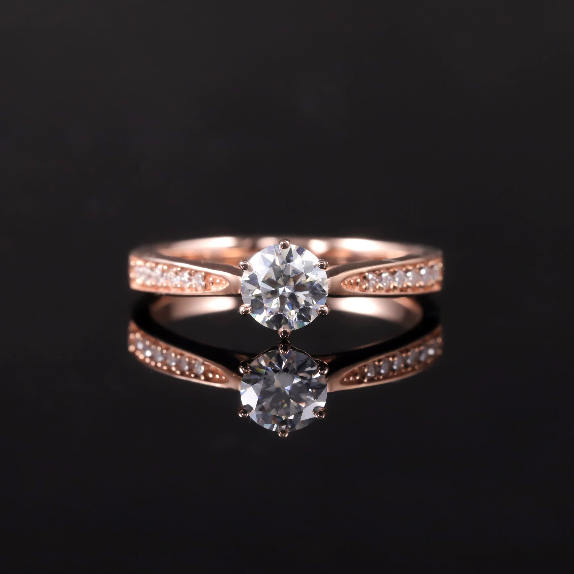 Продвинутое чувство 10K розовое золотое кольцо 1 карат разведения бурильная лента Сертификат 9/14/18K Золотое шестиногое бриллиантовое кольцо через границу