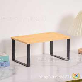 ◌现货竹制黑色铁艺置物架厨房调味品杂物收纳整理架两层储物收纳