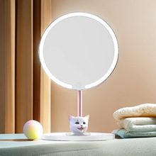 LED化妆镜带灯便携式支架款触摸桌面台式镜子卡通梳妆镜调光
