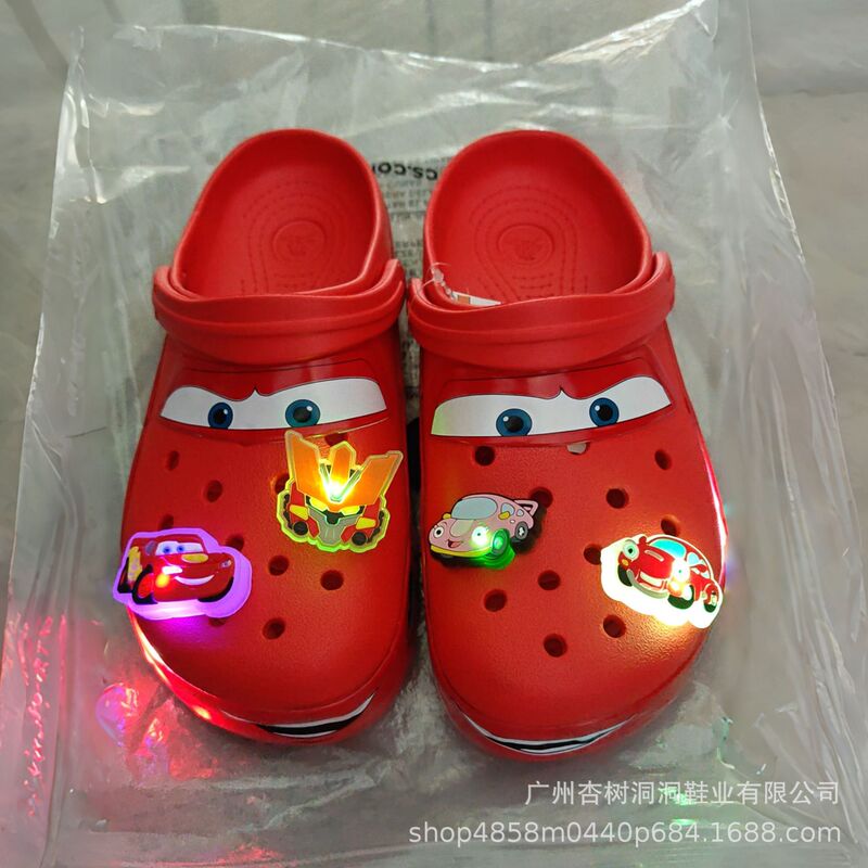 In-Stock Adult Light-Up Car-Themed Clogs for Men and Women, Summer Closed-Toe Sandals, Outdoor Light-Up Shoes, Wholesale and Dropshipping