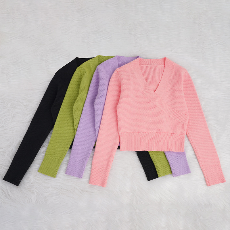 Ropa de baile para niños, ropa de entrenamiento de otoño e invierno, chaqueta cálida de manga larga de punto sin cordones, chal de baile para niñas