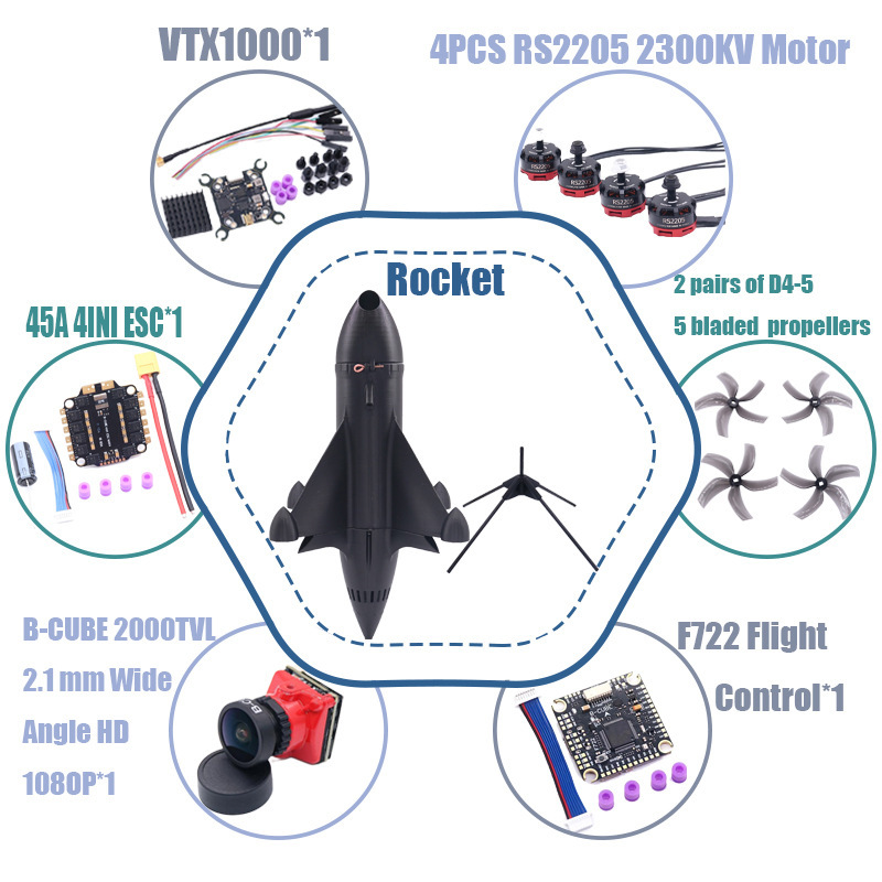 Bobcube F722 Package Orange/Green/Black Rocket 5inch Drone Kit Carbon Fiber Quadcopter Bobcube F722 Package Orange/Green/Black Rocket 5inch Drone Kit Carbon Fiber Quadcopter