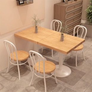 Internet-Famous Milk Tea Shop Solid Wood Small Square Table Nordic Cafe White Dining Table and Chair Set Leisure Restaurant One Table Two Chairs