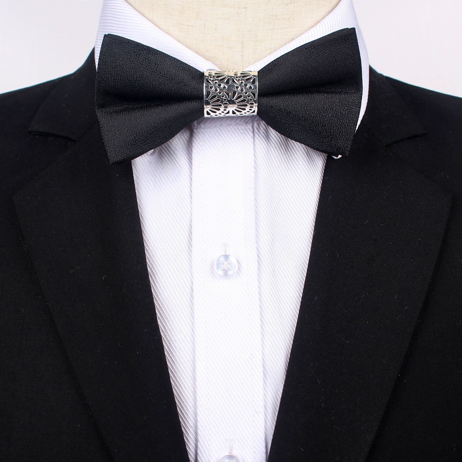 Metal bow tie with bow, suit