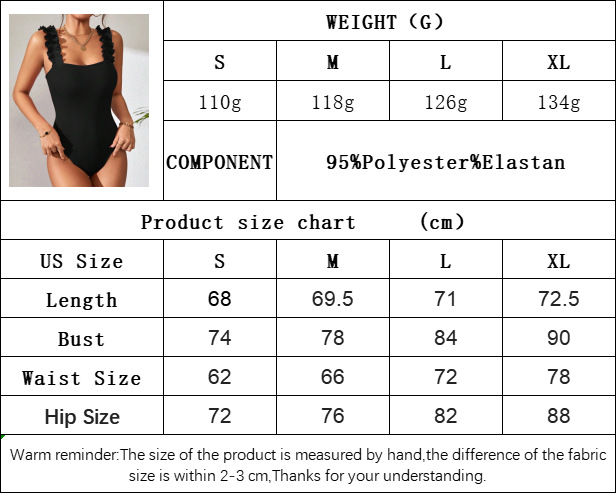 133g Weight Sleeveless Sleeve Length Spandex, Polyester Fabric Type Mid Waist Waist Line Rompers Pants Type Stretchy Elasticity Bodysuits Tops Type Holiday, Daily Occasion Skinny Fit Type Solid Color Pattern Summer Season Women's Gender Ruffles Design Sexy, Streetwear Style Wholesale Women's Sexy Streetwear Solid Color Sleeveless Ruffles Bodysuits 无