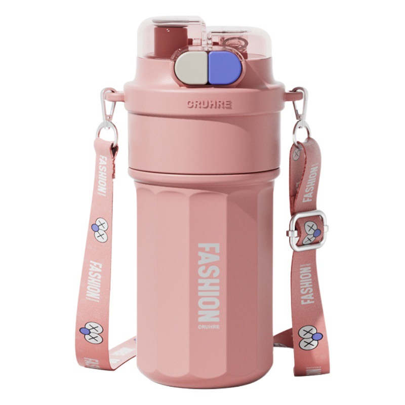 Taza de café de gran capacidad, termo portátil de verano de aspecto alto, taza de paja portátil, taza para beber directa para estudiantes, taza doble simple para beber