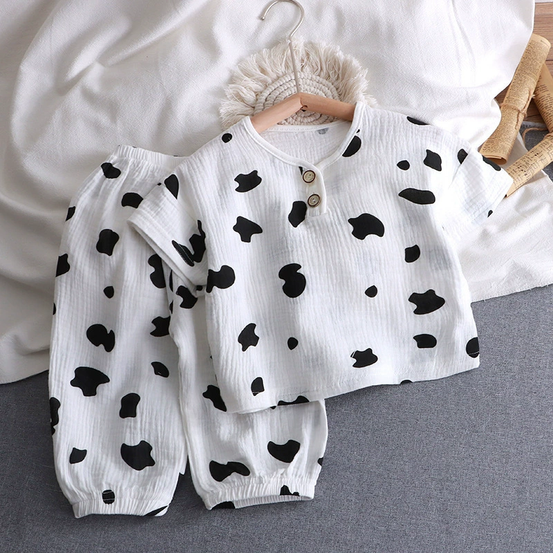 Children's summer thin set for boys, cotton gauze pijama, children's clothing