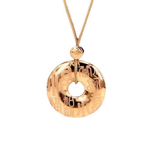 Chinese style safety buckle titanium steel necklace with the word 