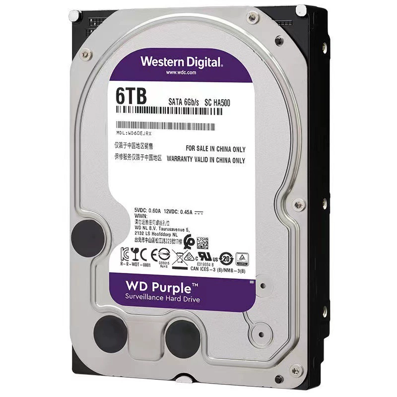 Подходит для WD Western Digital 6 ТБ Purple (фиолетальный) диск для систем видеонаблюдения, 3.5-дюймовый SATA3.0 WD64PURZ