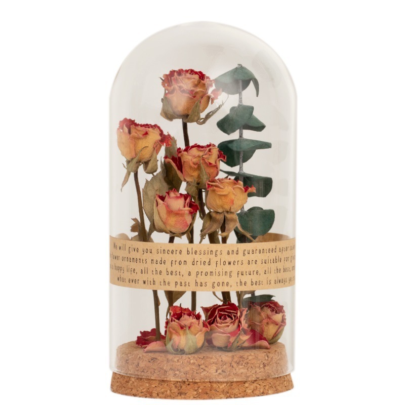 52 Cubierta de vidrio de flor eterna 0 Adornos de regalo de hielo triturado de San Valentín Flor seca azul Flor de rosa Regalo de cumpleaños para mujer Ramo real