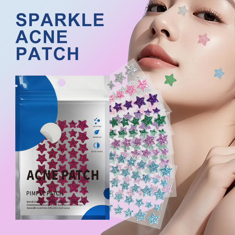 Hydrocolloid Pe Glitter Acne Patches Wholesale in Stock Star-Shaped Acne Patches Concealing and Color-Changing Acne Patches Southeast Asia