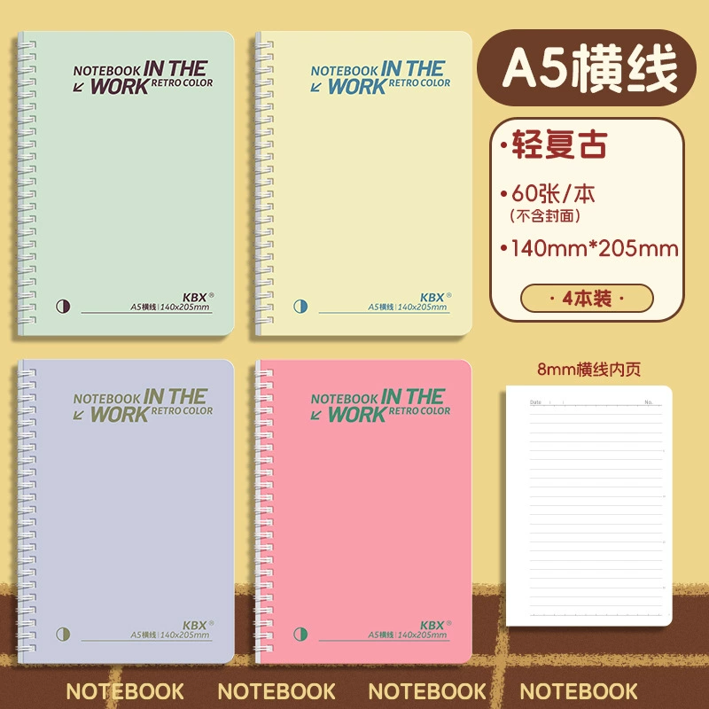 Spiral Notebook A5 & B5, Waterproof Cartoon Covers, Thick Pages for Elementary Students