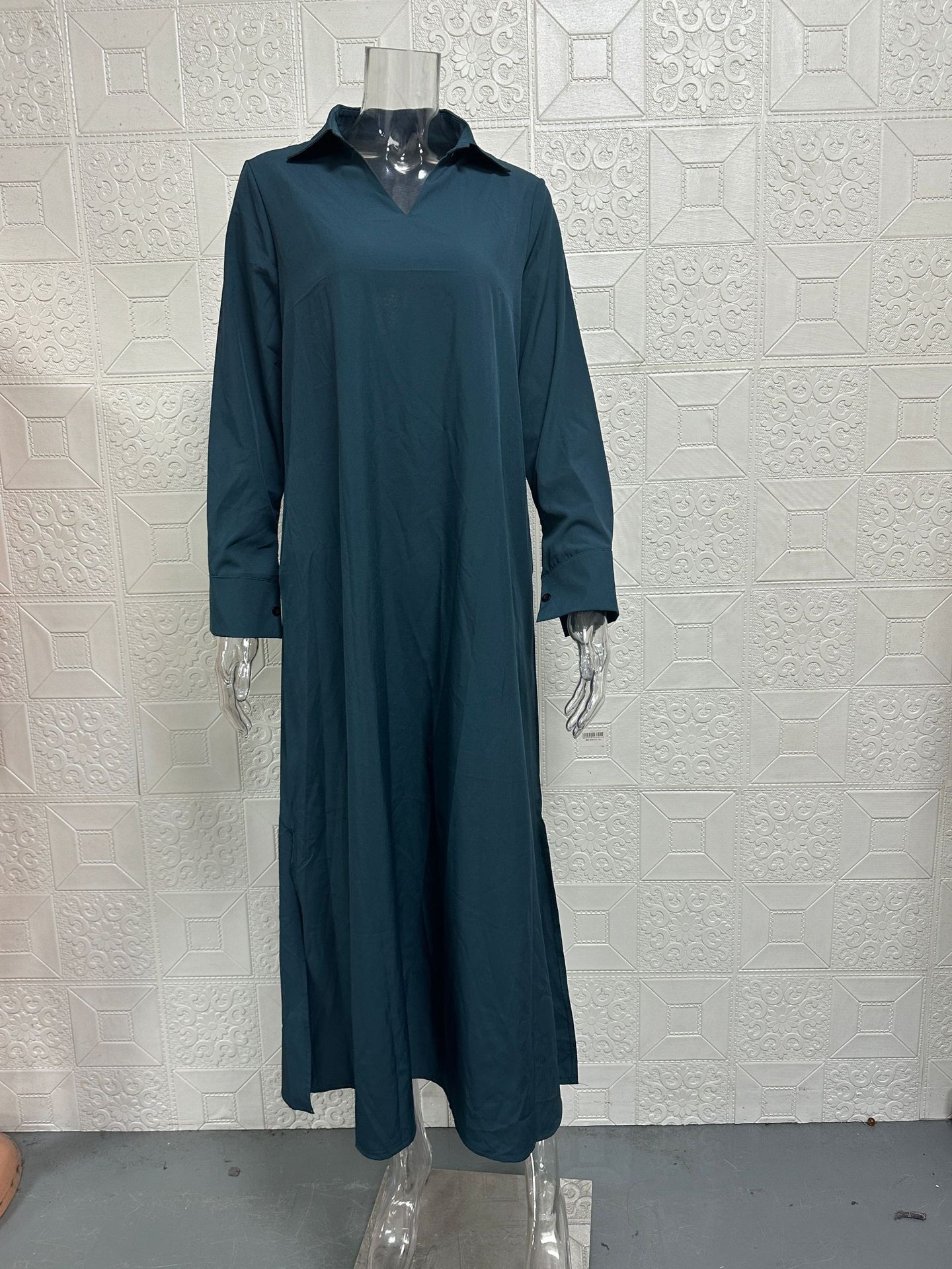 2026 Cross-Border Autumn/Winter New European And American Casual Loose Solid Color V-Neck Pullover Long Sleeve_ecoleips.com