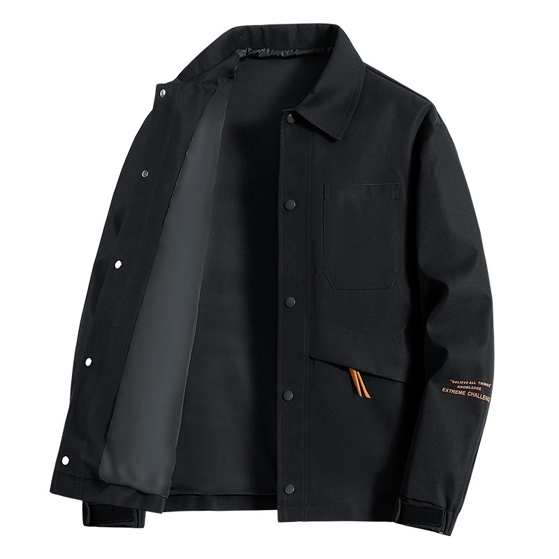 Men's Clothing autumn new men's jacket business casual lapel large pockets solid color printing men_voghion.com