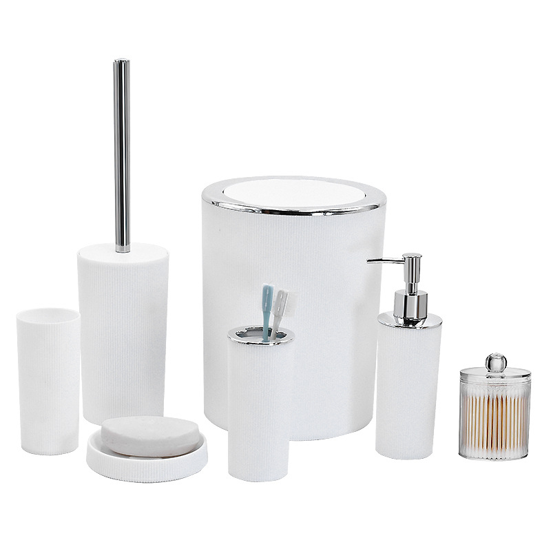 Baño de lujo ligero de cuatro piezas set de artículos de baño baño basura taza de enjuague bucal taza de cepillo de dientes set de placas de drenaje