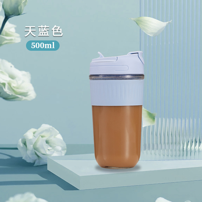 卸売 夏用 大型 ダブルドリンク コーヒーカップ 学生向けギフト ロゴ入りガラス製ウォーターカップ クリエイティブカスタム|undefined