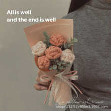 毛线钩织复古仿真永生玫瑰花情人节女神节见面礼花束手工制作礼品