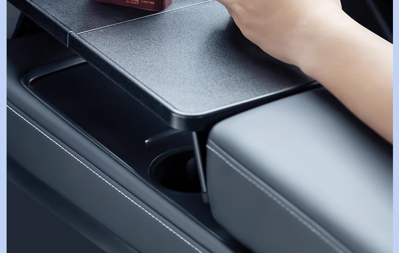 Suitable for the Updated Version of Tesla Model Y3 Car-Mounted Dining Tray Table, Central Control Camping Storage Compartment Modification Accessories
