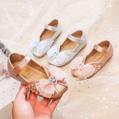 Girls 'leather shoes autumn new style children's spring and autumn soft sole single shoes little girl Aisha princess shoes crystal shoes