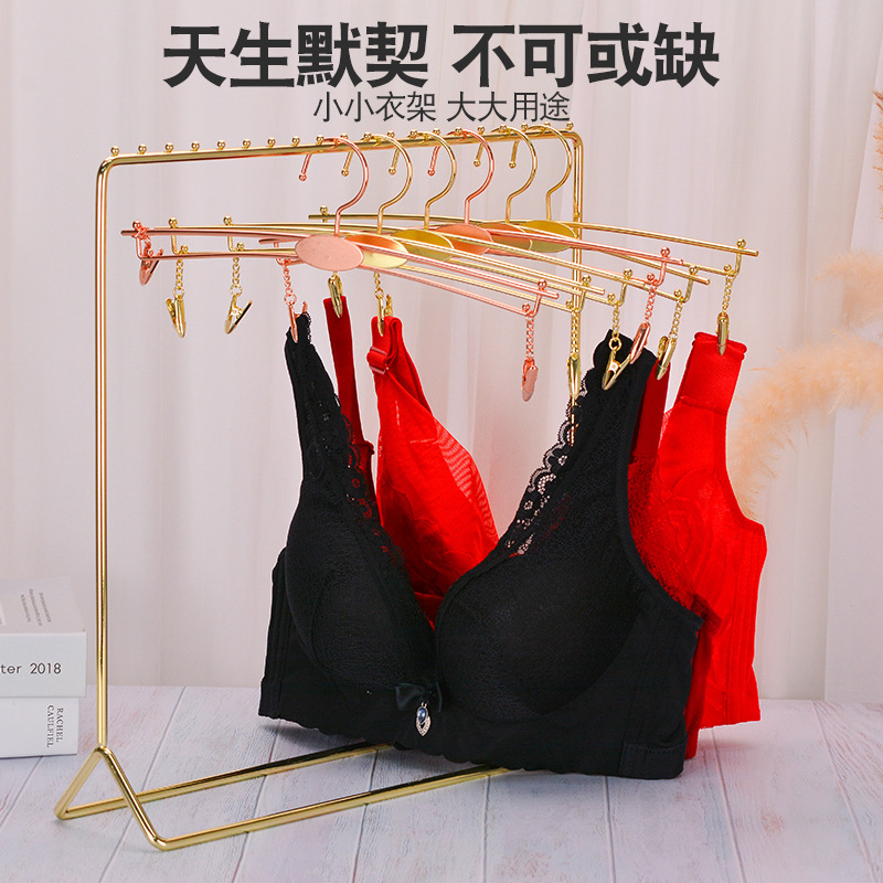 Clothing Store Double Line Inner Hanger Hook Extra Large Removable Clip Clothes Hanging Electroplated Rose Gold Clothes Clip Non-slip Clothes Brace