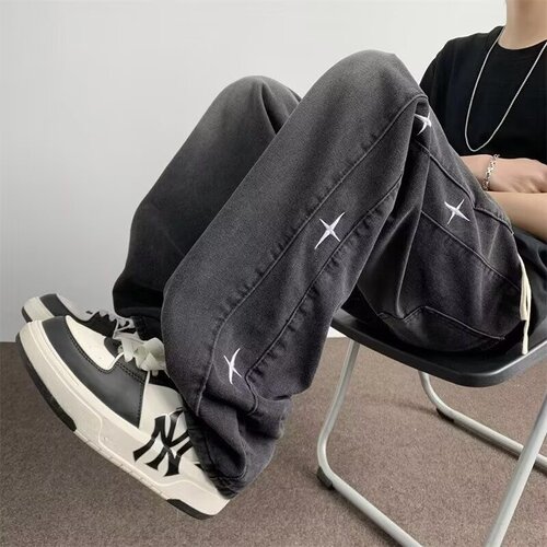 Stylish Niche Men's Jeans 2025 Spring and Autumn Season American Street High Fashion Retro Distressed Wide Leg Long Pants