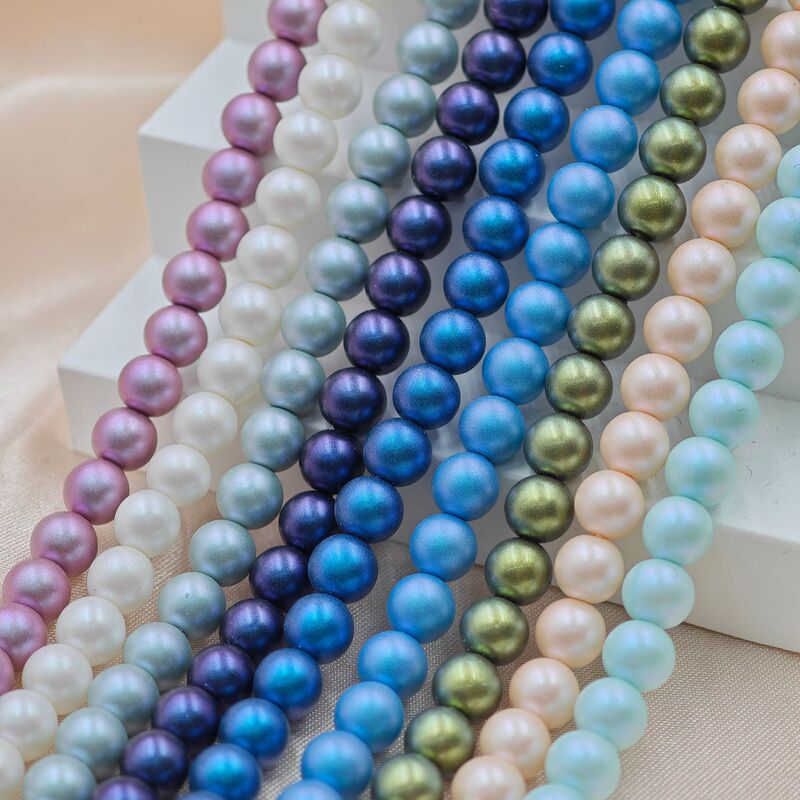 Matte Iridescent Pearl Imitation Swarovski Pearls Chameleon Series South Sea Frosted Shell Beads Straight Hole DIY Accessories Matte Iridescent Pearl Imitation Swarovski Pearls Chameleon Series South Sea Frosted Shell Beads Straight Hole DIY Accessories
