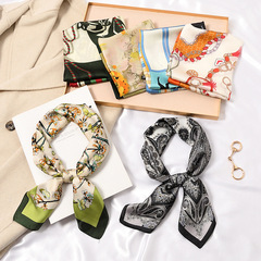 New high-end silk scarf 70cm small square scarf for women, versatile spring and autumn style, fashionable summer style, thin shirt