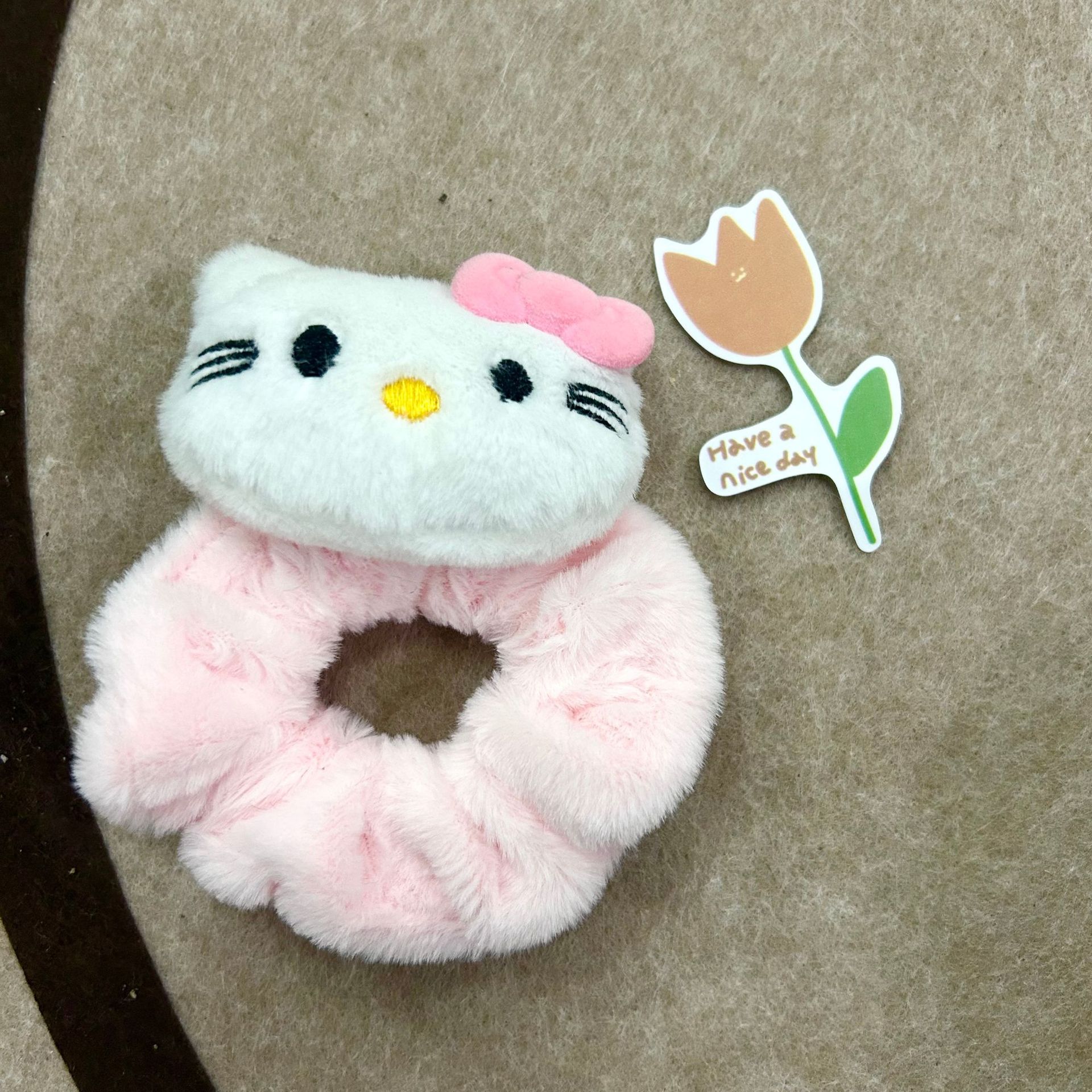 Dulce lindo peluche kt felino círculo de intestino grueso estudiante dulce felina elás negro rosa chica joyería de cabello cabello cabello