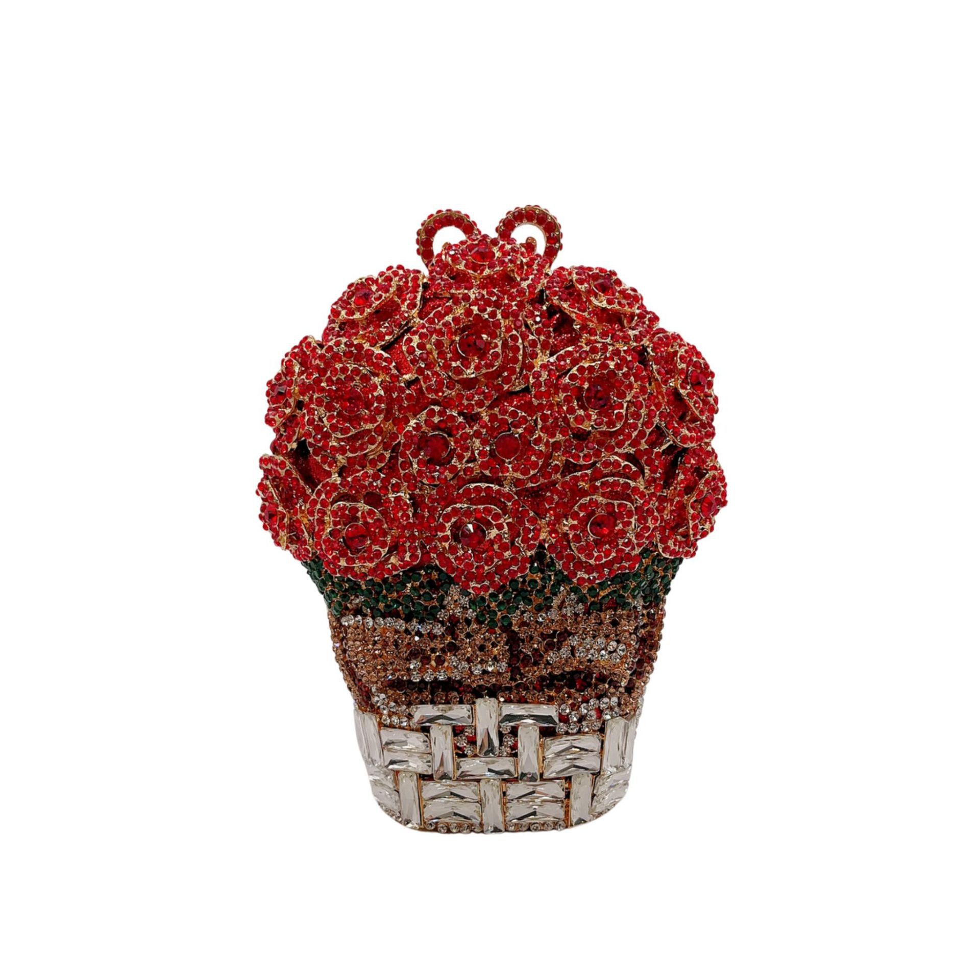 Selección estricta transfronteriza bolsa de cena de moda europea y americana bolsa de fiesta de mano con forma de canasta de flores bolsa de diamantes bolsa de banquete dura